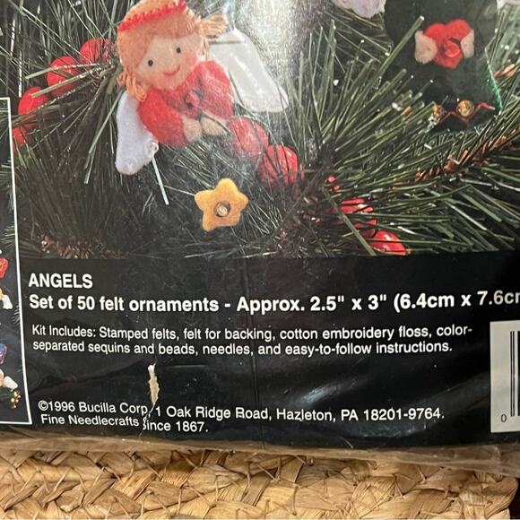 Vintage 1996 Bucilla Felt Appliqué Angels Set of 50 Ornaments Christmas Kit - Picture 7 of 13